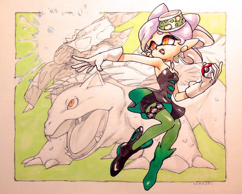 marie and venusaur (pokemon and 2 more) drawn by cokeshi
