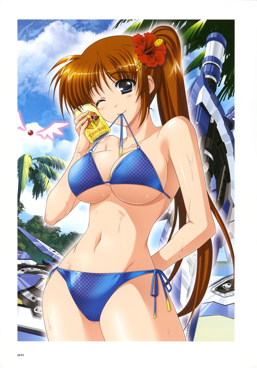 takamachi nanoha, raising heart, strike cannon, and fortress (lyrical nanoha and 2 more) drawn by higa_yukari