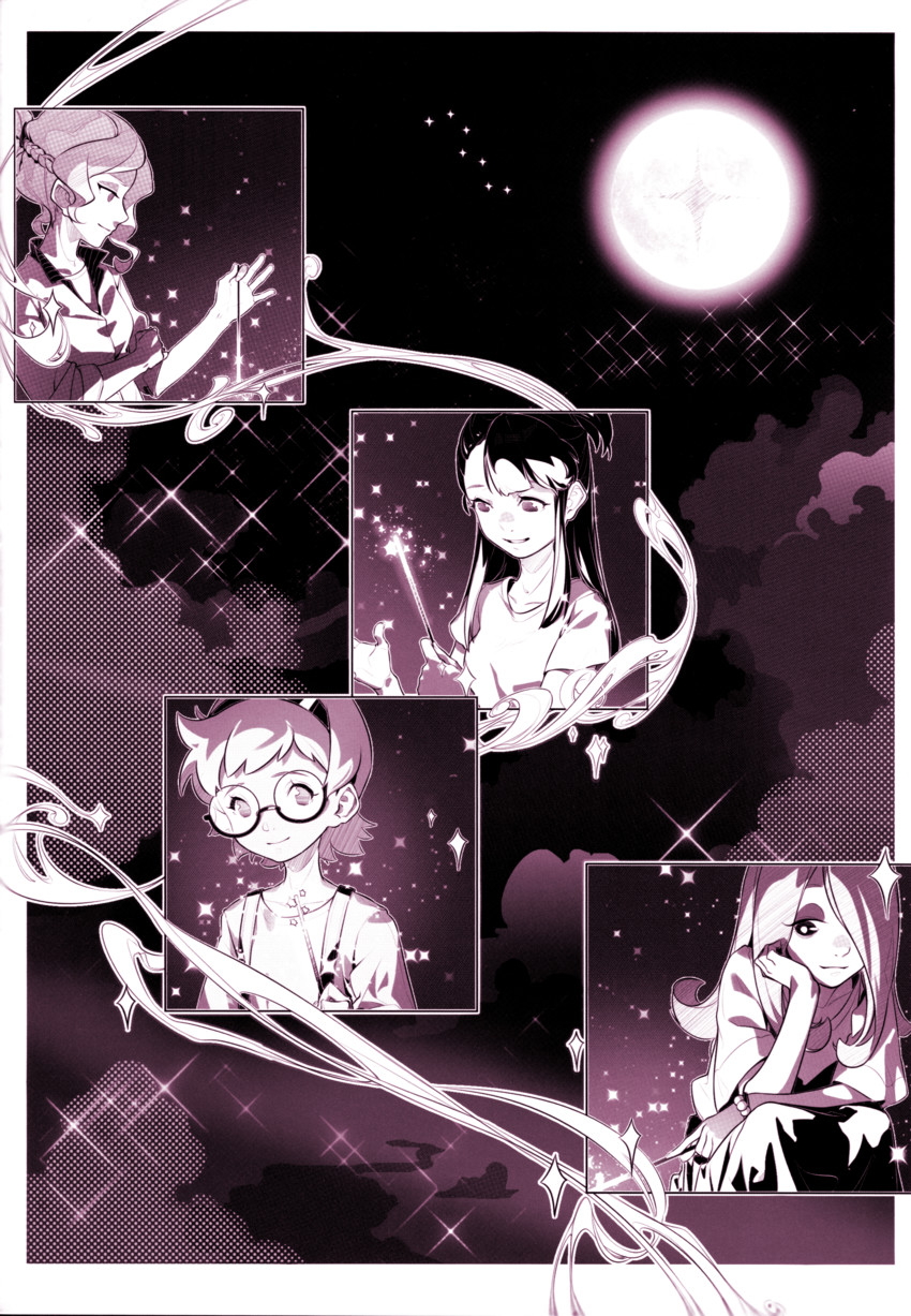 kagari atsuko, diana cavendish, sucy manbavaran, and lotte jansson (little witch academia)