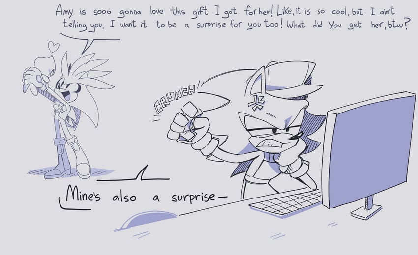 shadow the hedgehog and silver the hedgehog (sonic and 1 more) drawn by olivashko