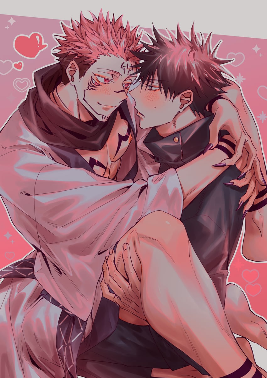 fushiguro megumi and ryoumen sukuna (jujutsu kaisen) drawn by azukiharuta_ju