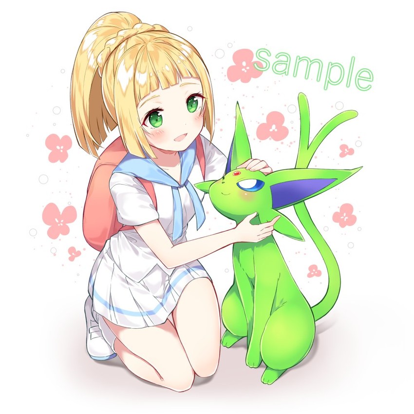 lillie and espeon (pokemon and 1 more) drawn by chitetan