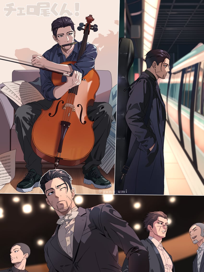sugimoto saichi, ogata hyakunosuke, shiraishi yoshitake, and usami tokishige (golden kamuy) drawn by washiko_(rasuko)