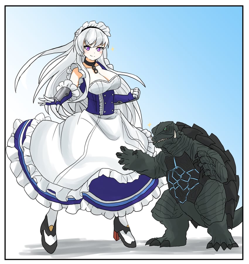 belfast and gamera (azur lane and 2 more) drawn by ibuki_(tulta_icon)