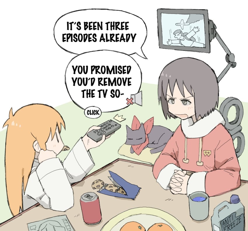 shinonome nano, professor shinonome, and sakamoto (nichijou) drawn by pantsu-ripper