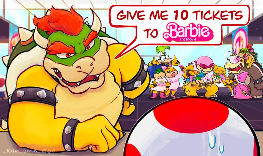 bowser, toad, red toad, bowser jr., wendy o. koopa, and 7 more (mario and 1 more) drawn by kairy_draws