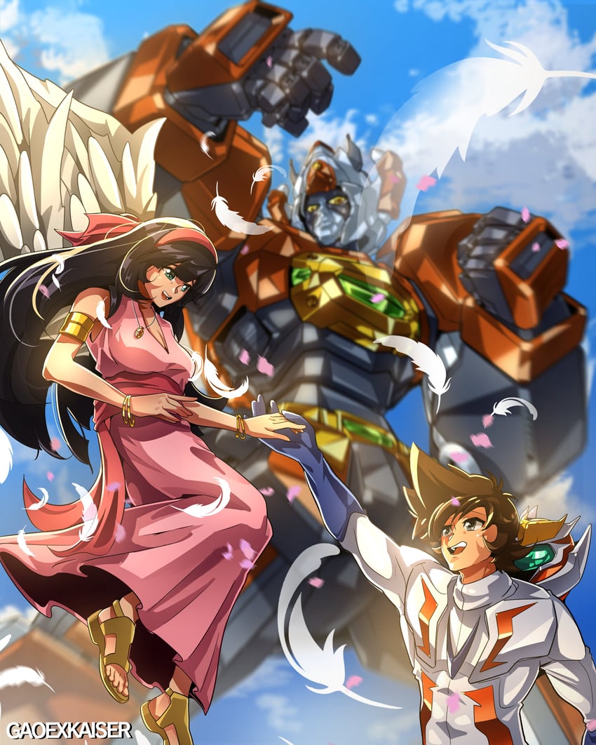 daimos, erika, and ryuuzaki kazuya (toushou daimos) drawn by gao_ex_kaiser