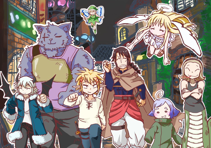 crimvael, stunk, zel, kanchal, brooz, and 3 more (ishuzoku reviewers) drawn by riku_sene924205523