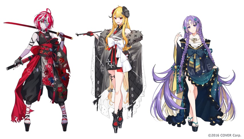 kureiji ollie, moona hoshinova, kaela kovalskia, and udin (hololive and 1 more) drawn by puunyannyan