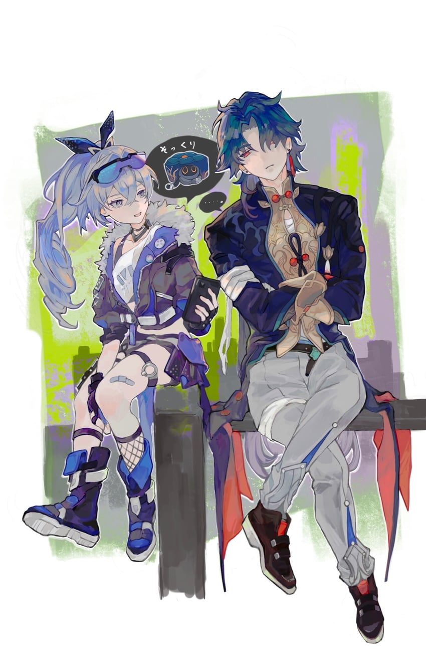 silver wolf and blade (honkai and 1 more) drawn by mumu_vosp