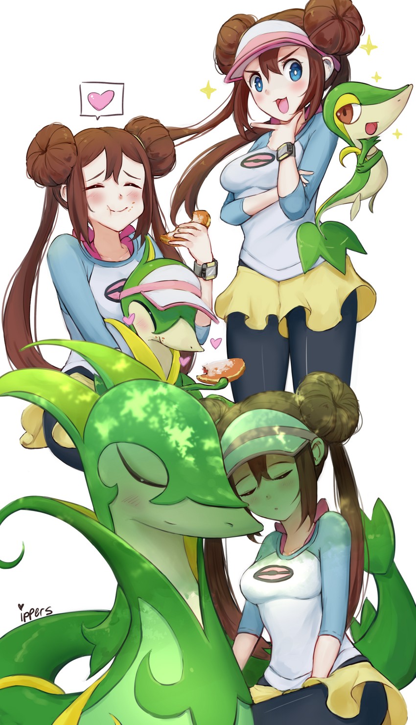 rosa, snivy, serperior, and servine (pokemon and 2 more) drawn by ippers