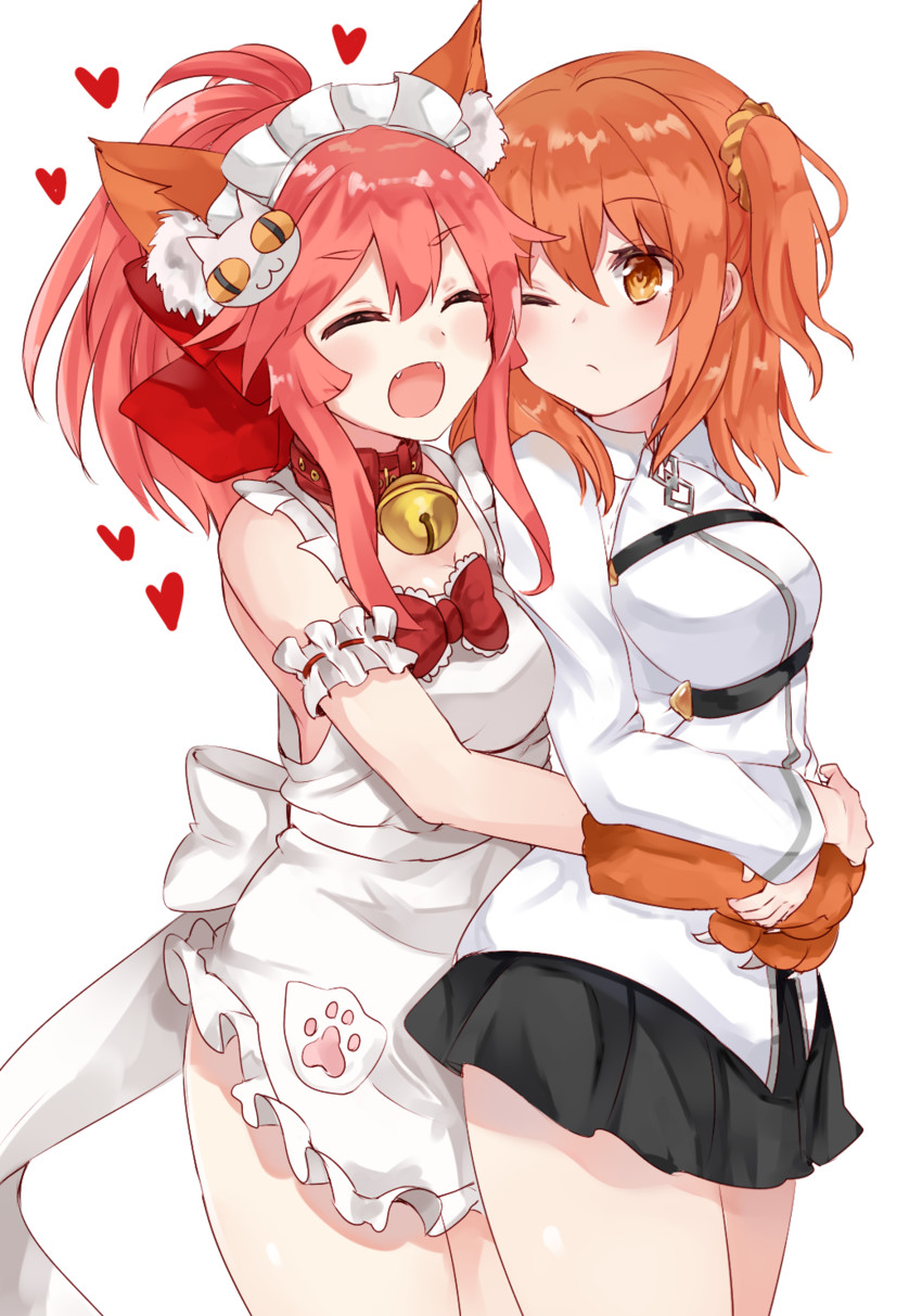 fujimaru ritsuka, tamamo, and tamamo cat (fate and 1 more) drawn by chiune_(yachi)