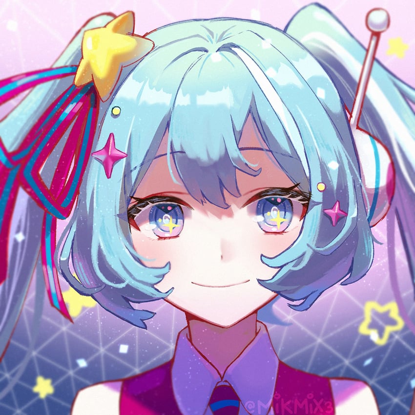 hatsune miku and magical mirai miku (vocaloid and 2 more) drawn by mikmix