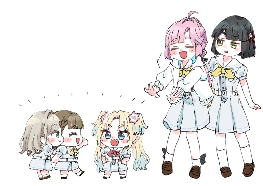 osawa rurino, momose ginko, anyoji hime, kachimachi kosuzu, and ceras yanagida lilienfeld (love live! and 1 more) drawn by moso_(expect66)