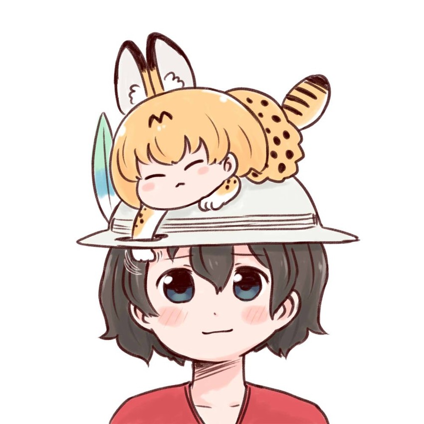 serval and kaban (kemono friends) drawn by batta_(ijigen_debris)