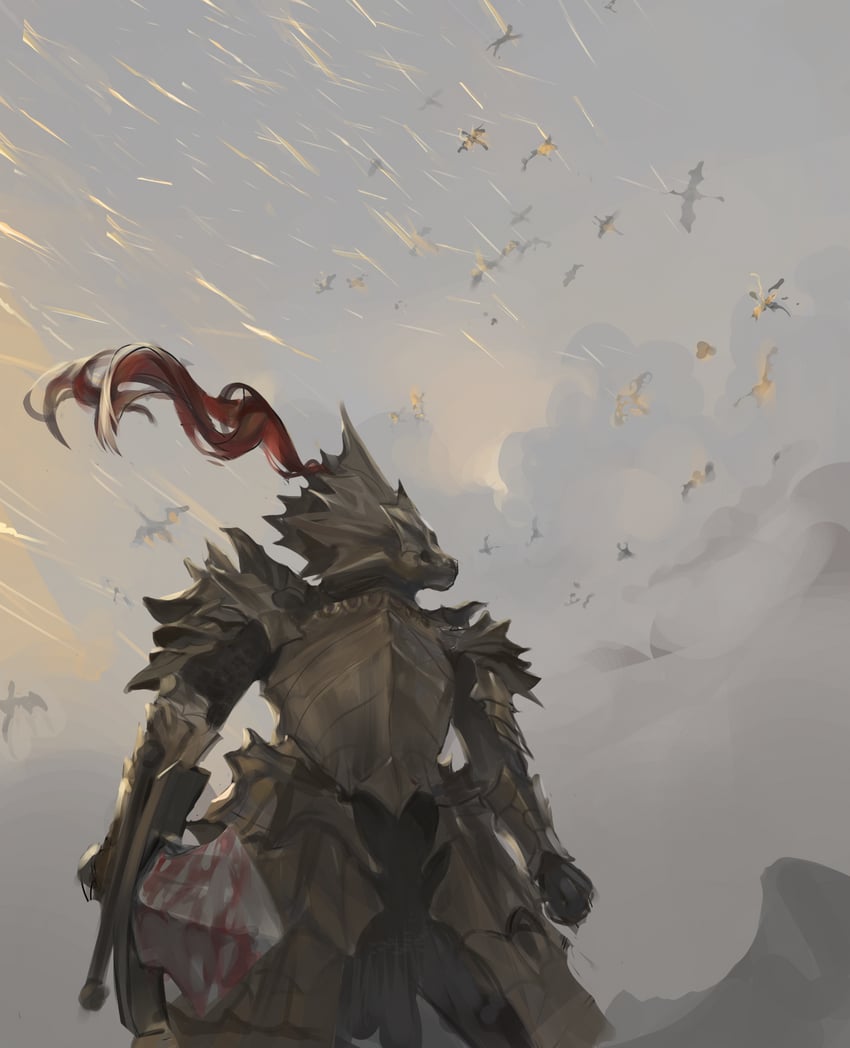 dragon slayer ornstein (dark souls and 1 more) drawn by dokomon
