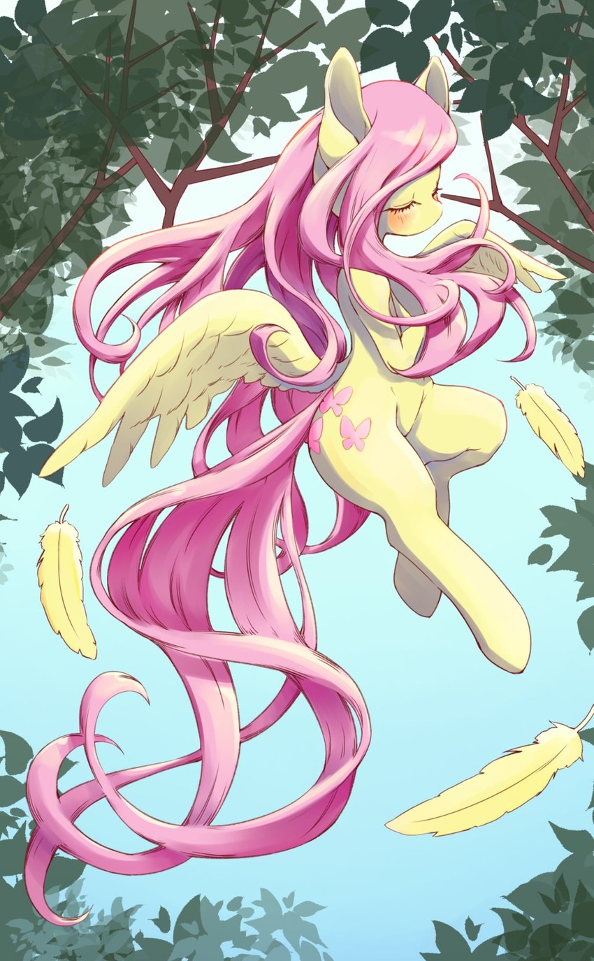 fluttershy (my little pony and 1 more) drawn by uno_usaya