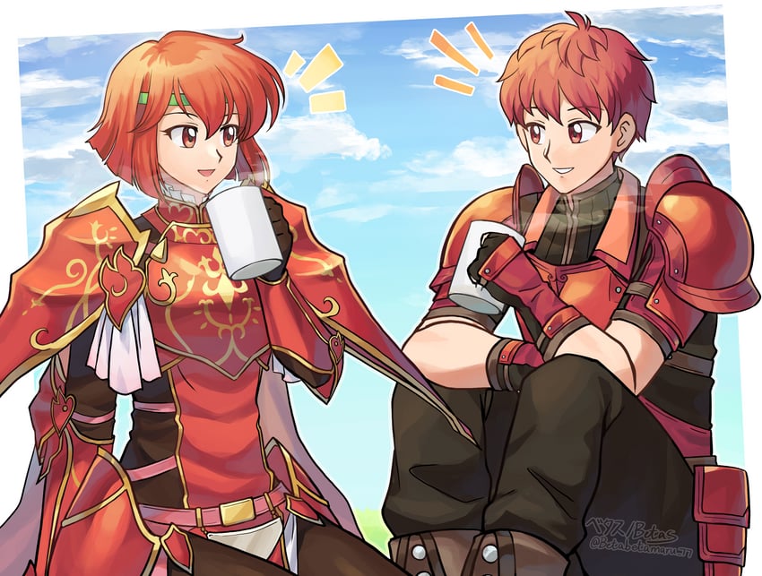 minerva and lukas (fire emblem and 3 more) drawn by betabetamaru