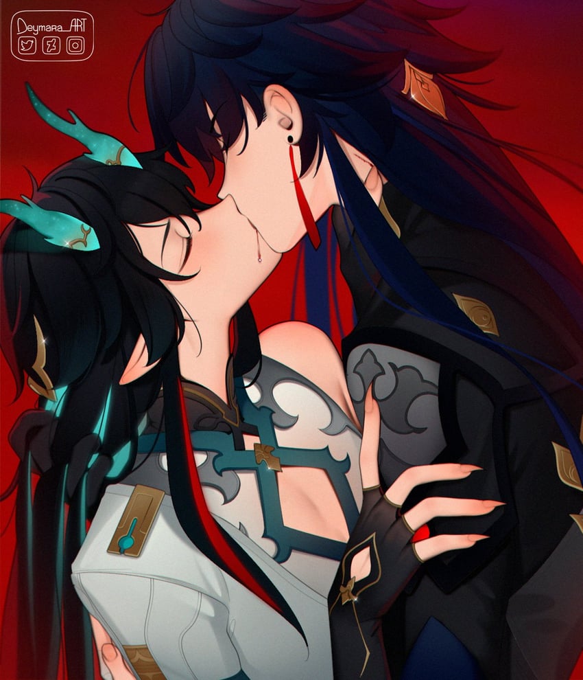 dan heng and blade (honkai and 1 more) drawn by deymara