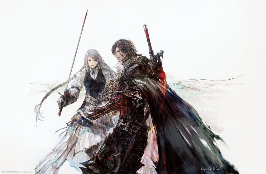 clive rosfield and jill warrick (final fantasy and 1 more) drawn by takahashi_kazuya
