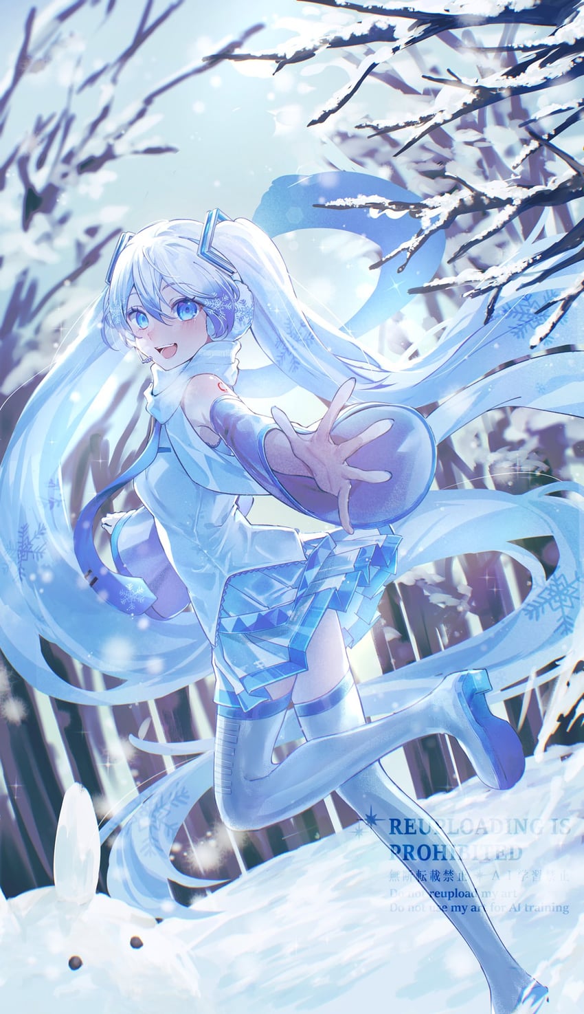 hatsune miku and yuki miku (vocaloid) drawn by murumuru_(pixiv51689952)