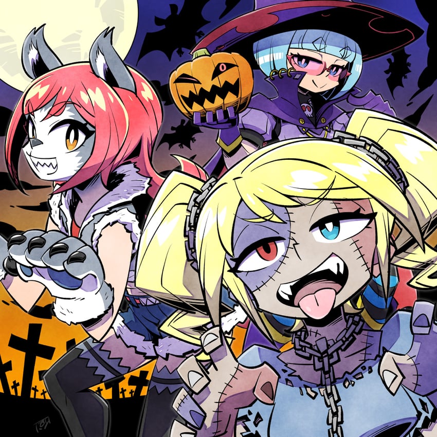 hinoko, laika, and reina (original) drawn by sunafuki_tabito
