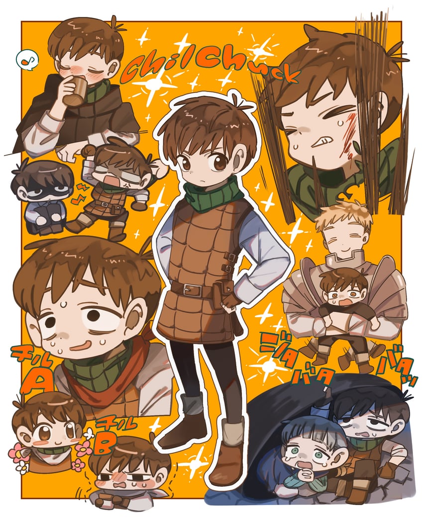 laios touden, chilchuck tims, and mickbell tomas (dungeon meshi) drawn by hanana_(ymbk_sb)