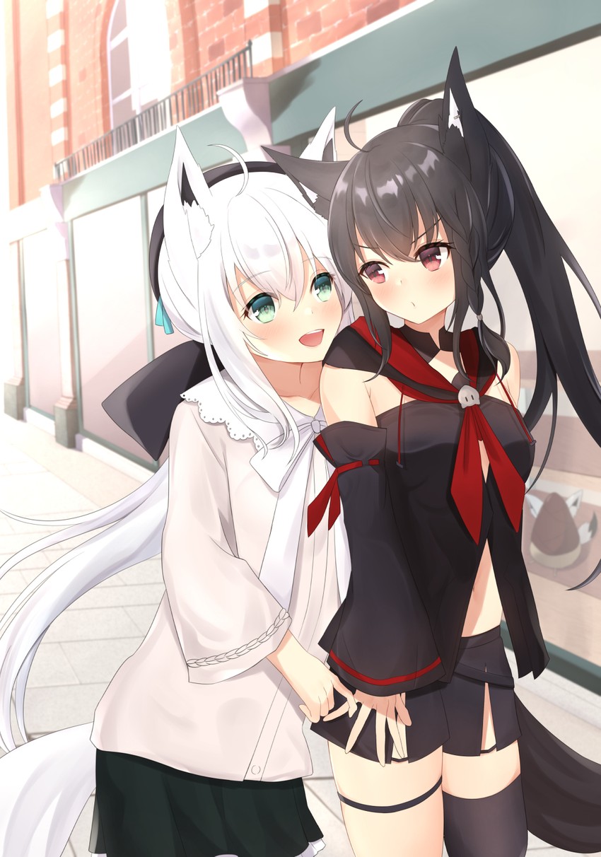 shirakami fubuki, kurokami fubuki, and oruyanke (hololive) drawn by saki_(saki_paint)