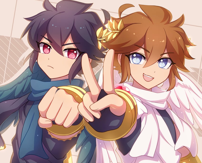 pit and dark pit (kid icarus and 1 more) drawn by enni