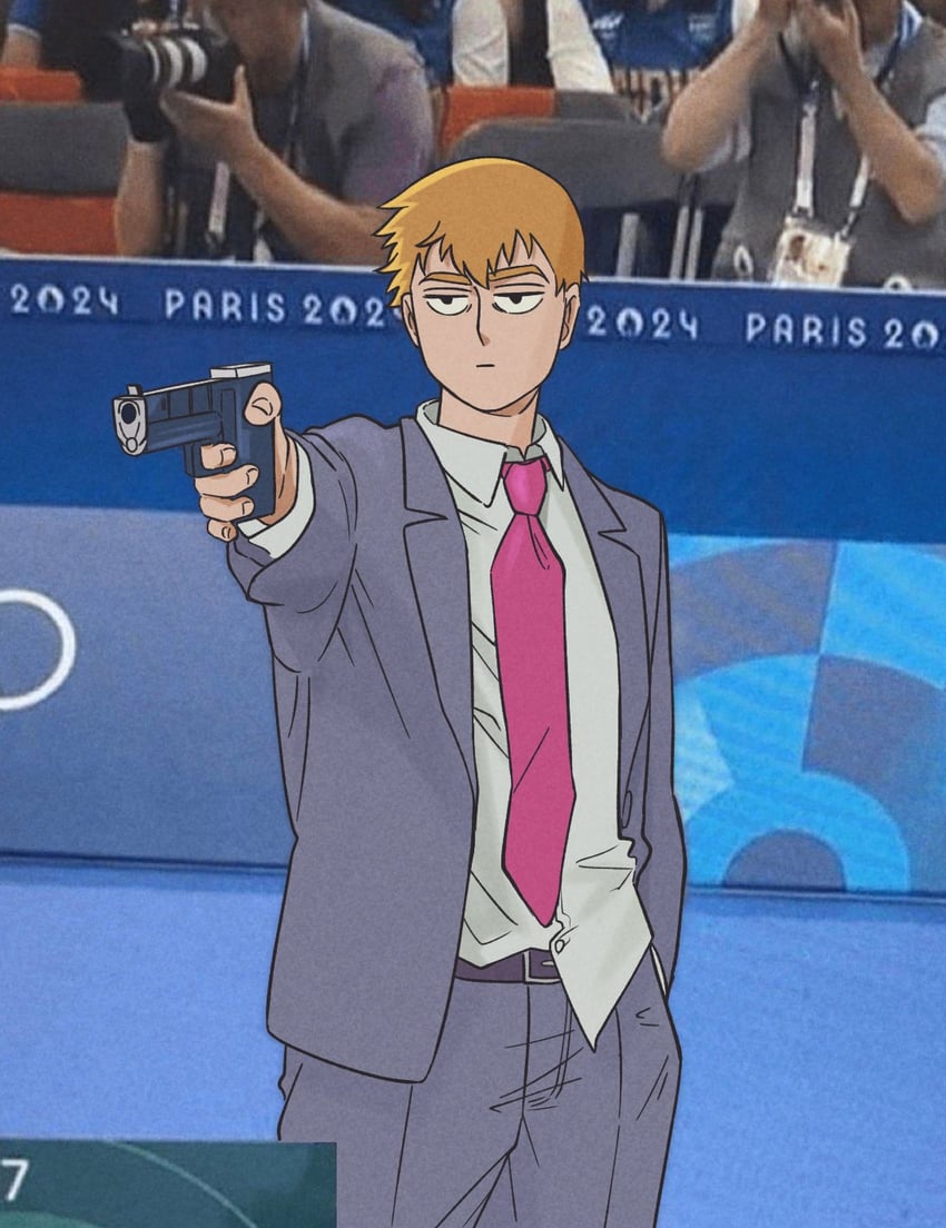reigen arataka (mob psycho 100 and 2 more) drawn by kkrrinshim