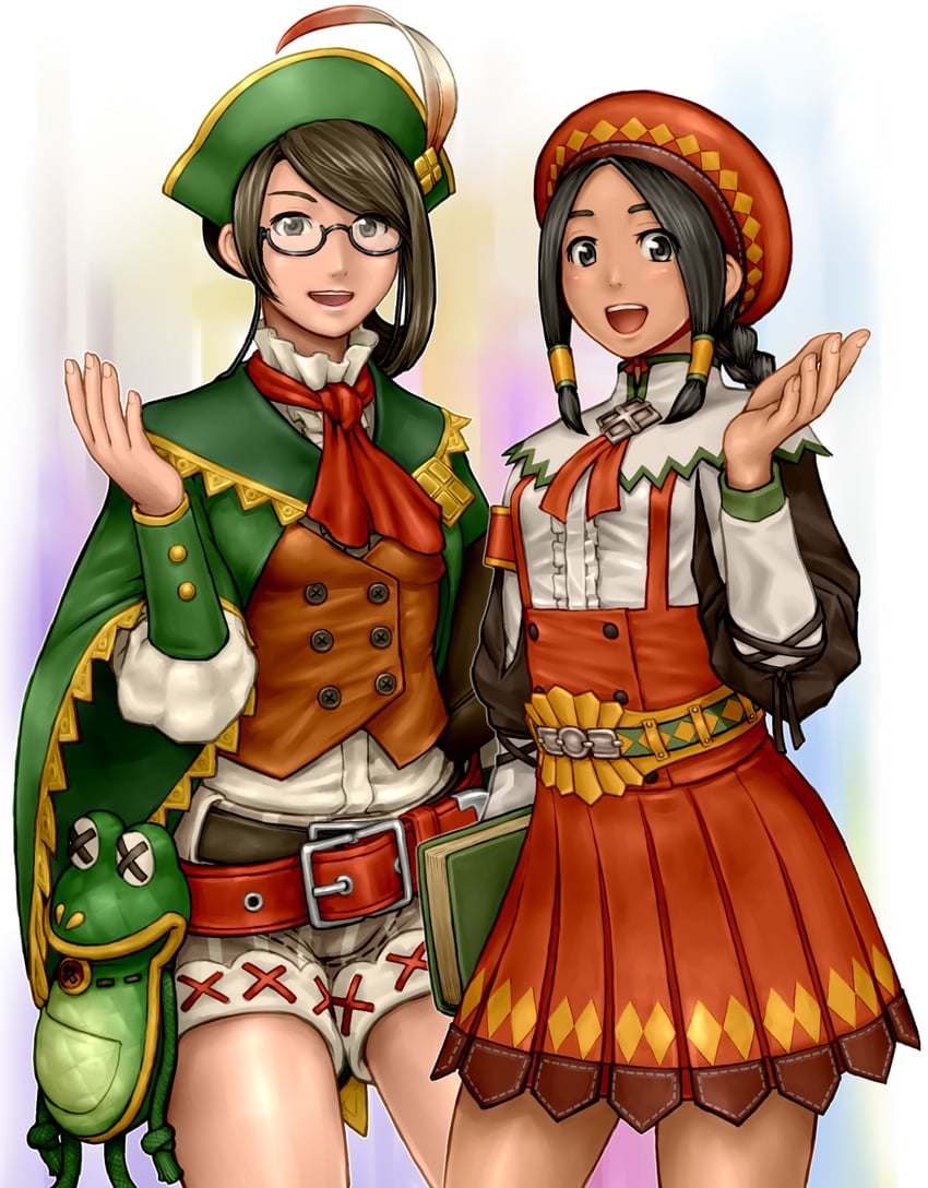 guildmarm and guild sweetheart (monster hunter and 2 more) drawn by hdfm