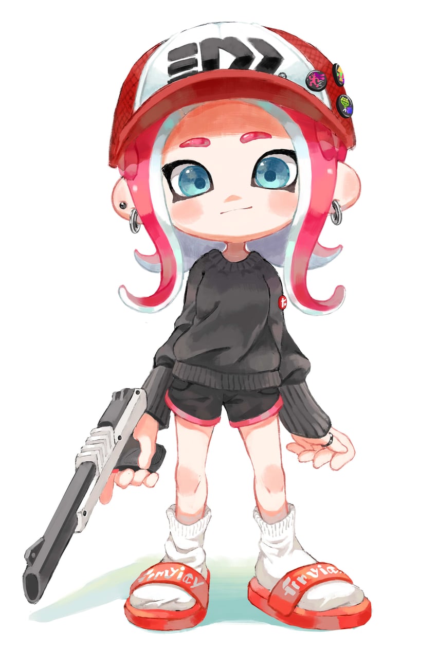 octoling player character and octoling girl (splatoon) drawn by myon_rio