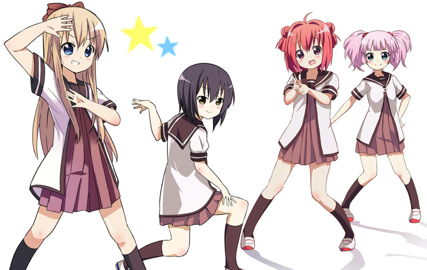 toshinou kyouko, akaza akari, funami yui, and yoshikawa chinatsu (yuruyuri) drawn by kurou_(quadruple_zero)