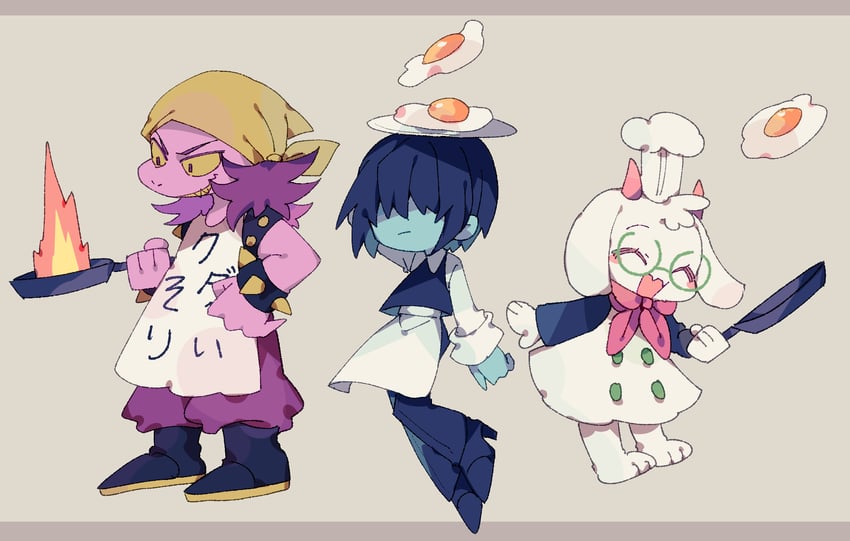 kris, ralsei, and susie (deltarune) drawn by nikorashi-ka