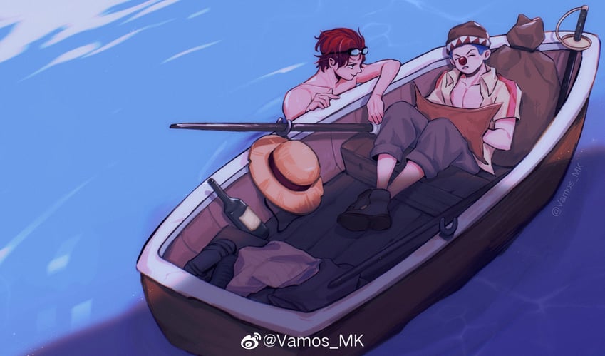 shanks and buggy the clown (one piece) drawn by vamos_mk