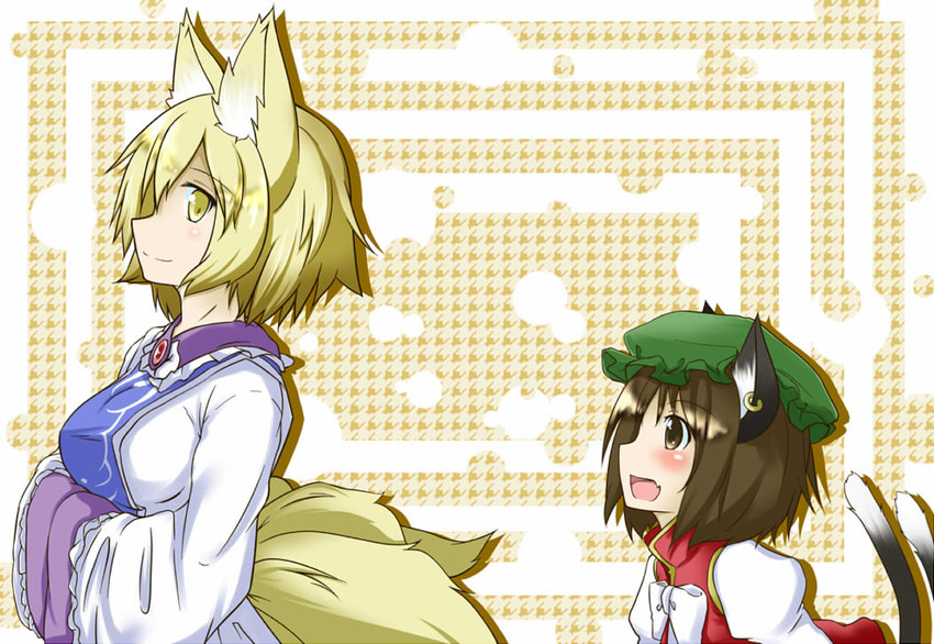 yakumo ran and chen (touhou) drawn by kitsunetsu_(rcu_be1s)