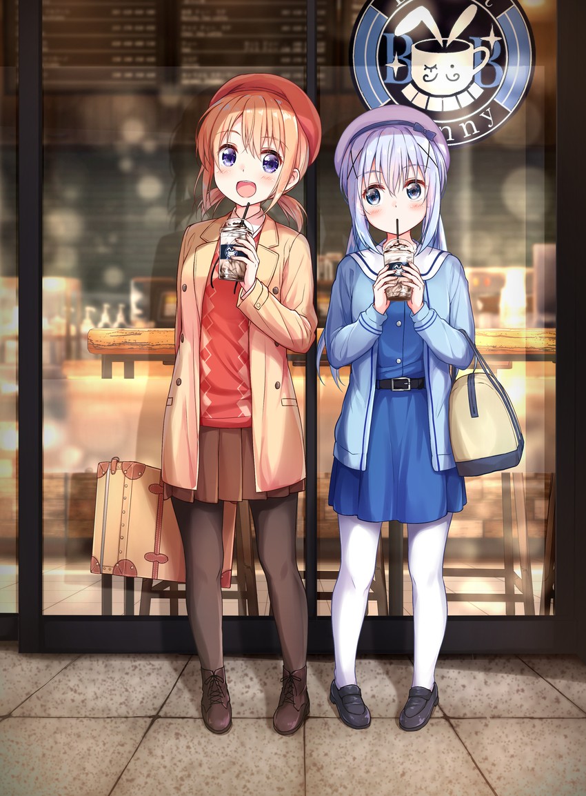 kafuu chino and hoto cocoa (gochuumon wa usagi desu ka?) drawn by uneune