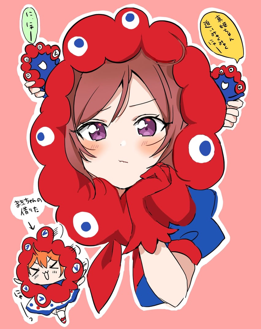 nishikino maki, hoshizora rin, and myaku-myaku (love live! and 2 more) drawn by tukiwa_poyo
