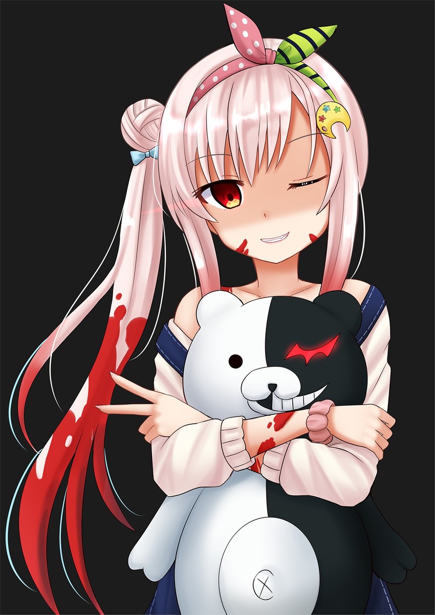 monokuma and airani iofifteen (hololive and 2 more) drawn by kazenokaze