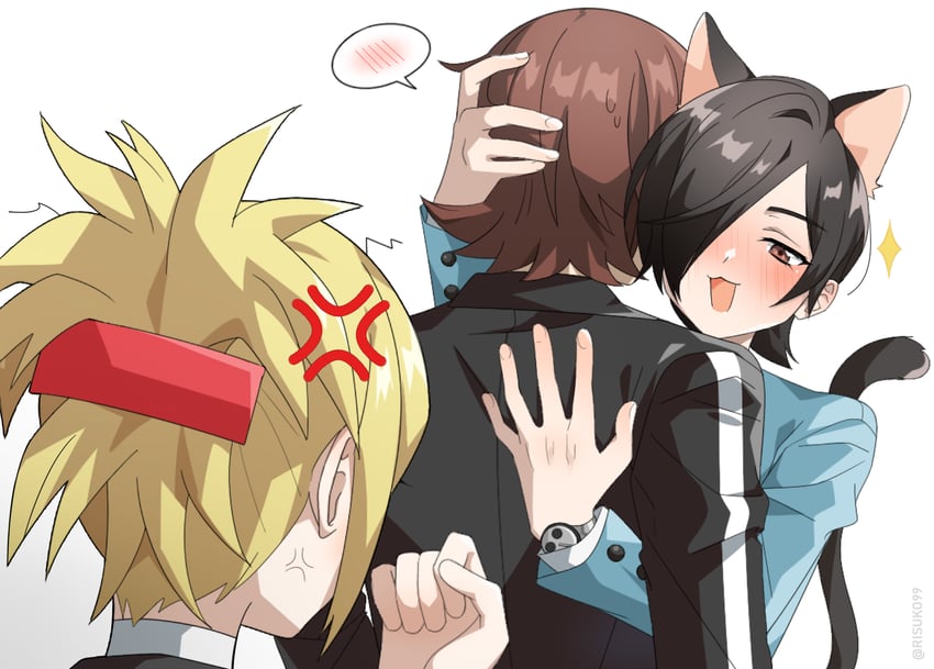 suou tatsuya, lisa silverman, and kurosu jun (persona and 2 more) drawn by risuko.exe_(artist)