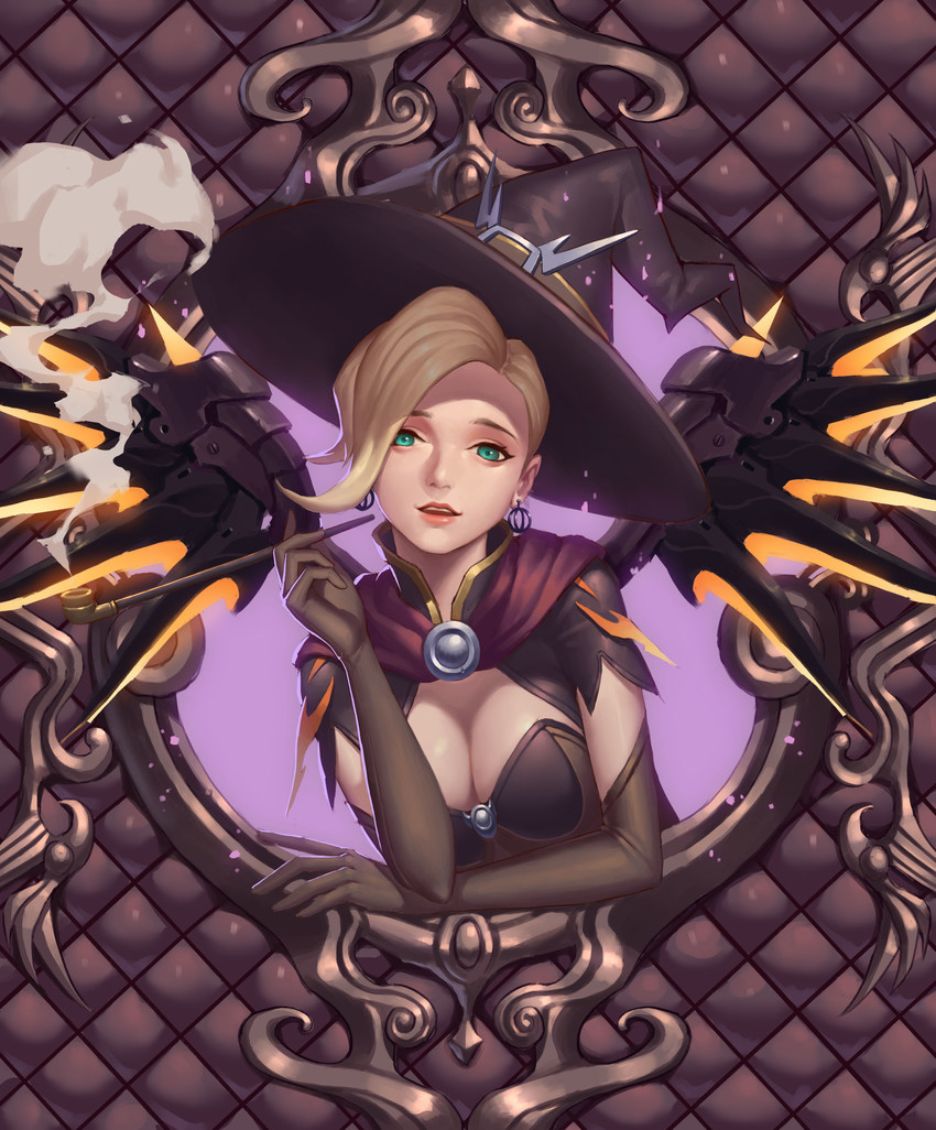 mercy and witch mercy (overwatch and 1 more) drawn by yus