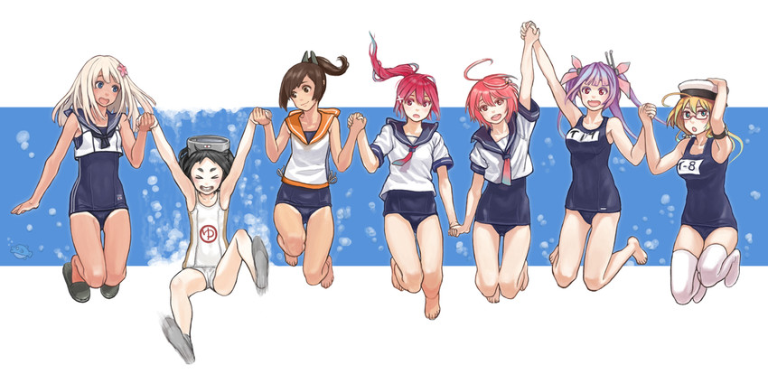 ro-500, i-19, i-58, i-401, i-8, and 2 more (kantai collection) drawn by gufu_(guffuumu)
