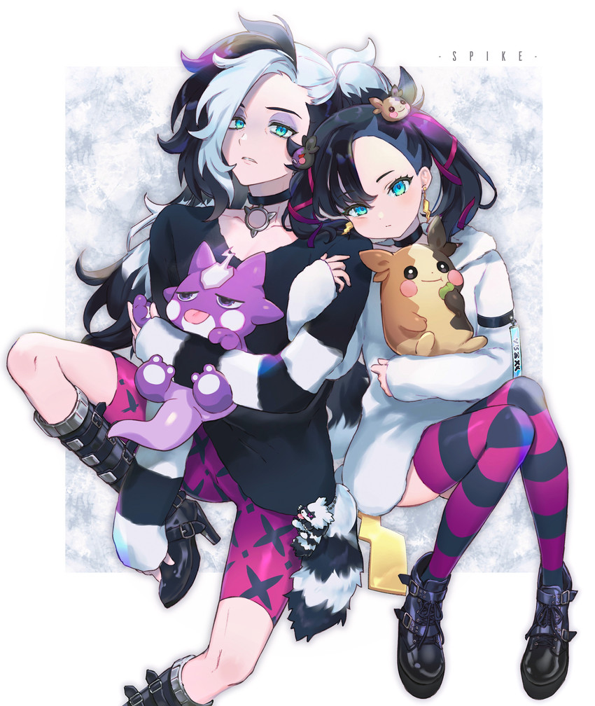 marnie, morpeko, piers, galarian zigzagoon, and toxel (pokemon and 1 more) drawn by nekoyashiki_pushio
