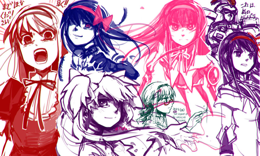 akemi homura, kaname madoka, ultimate madoka, akuma homura, homulilly, and 1 more (mahou shoujo madoka magica and 4 more) drawn by silverxp