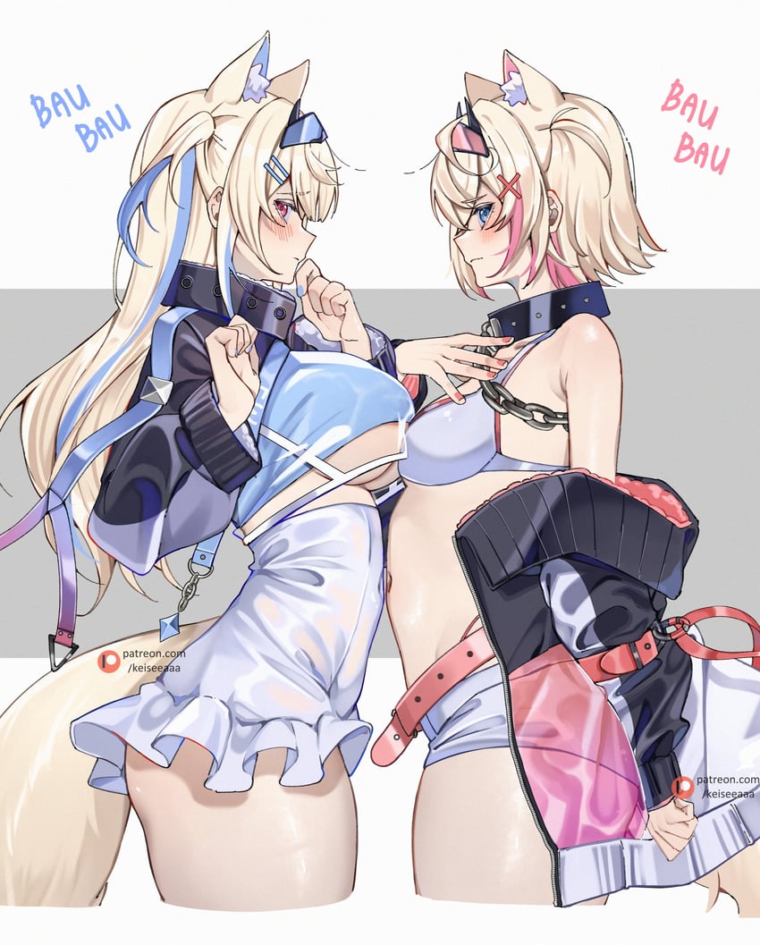 fuwawa abyssgard and mococo abyssgard (hololive and 1 more) drawn by keisea