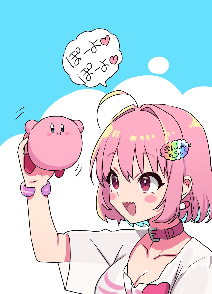 kirby and yumemi riamu (idolmaster and 2 more) drawn by sukoyaka_(100hituzi)
