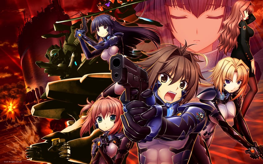 type 00 takemikazuchi, type 94 shiranui, koubuin yuuhi, jinguuji marimo, ellen aice, and 3 more (muv-luv and 2 more) drawn by sayori_(neko_works)