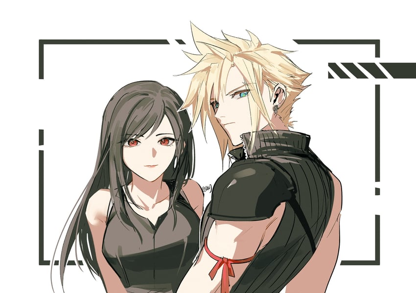 tifa lockhart and cloud strife (final fantasy and 2 more) drawn by duoj_ji