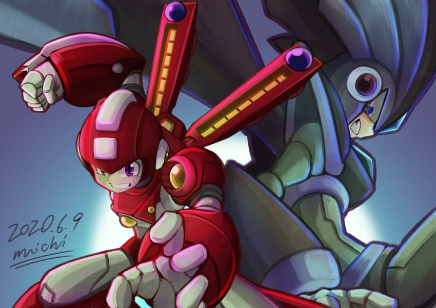 mega man, bass, super bass, and super mega man (mega man) drawn by agetatekoron2