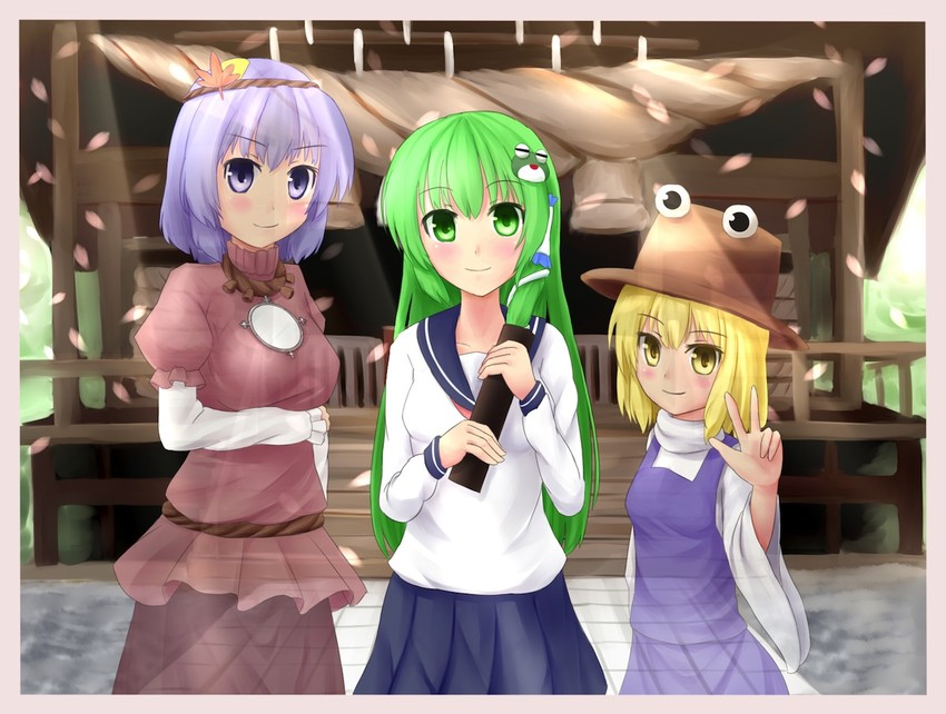 kochiya sanae, moriya suwako, and yasaka kanako (touhou) drawn by anata_(lighttuner)